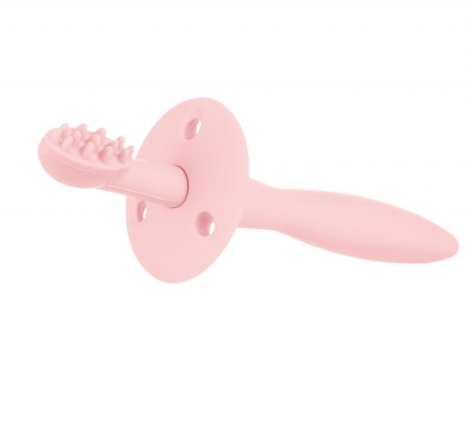Силиконовая щетка для зубов с огранечителем, розовая - 51/500_pin